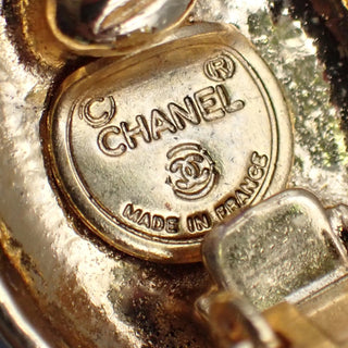 Chanel Mademoiselle Oval Button Earrings Clip-On Gold-plated