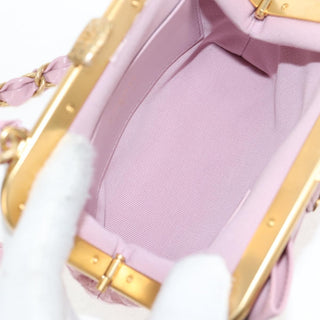 Chanel Bow Frame Clutch With Chain Quilted Patent with Lambskin