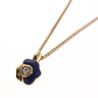 Christian Dior Logo Flower Necklace Metal with Crystals