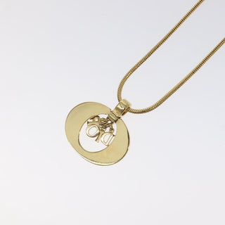 Christian Dior Round Logo Pendant Necklace Metal