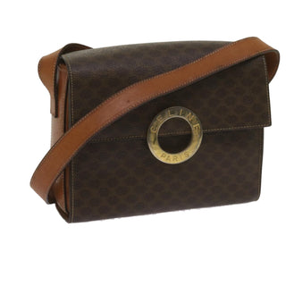Celine Vintage Macadam Shoulder Bag Canvas and Leather
