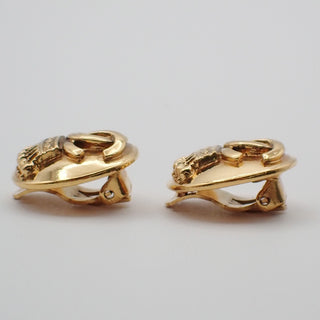 Chanel Vintage CC Logo Round Clip on Earrings Textured Metal