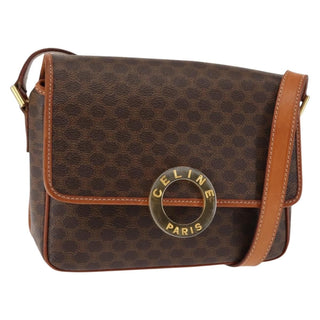 Celine Vintage Macadam Circle Logo Shoulder Bag Canvas and Leather