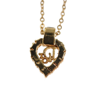Christian Dior Logo Heart Pendant Necklace Metal with Crystal