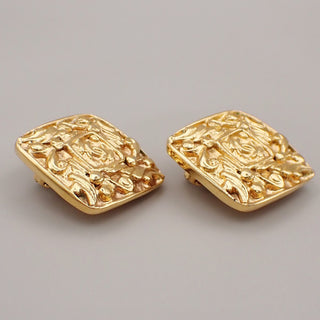 Chanel Vintage CC Diamond Clip-On Earrings Metal