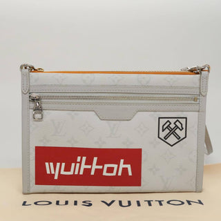 Louis Vuitton Double Flat Messenger Bag Limited Edition Logo Story Monogram Canvas and Denim