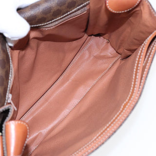 Celine Vintage Macadam Circle Logo Shoulder Bag Canvas and Leather