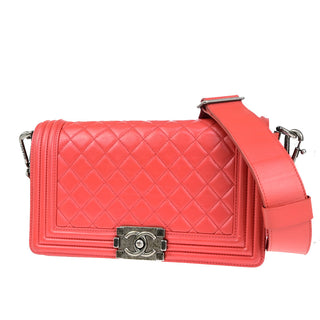 Chanel Boy Flap Bag with Strap Quilted Lambskin