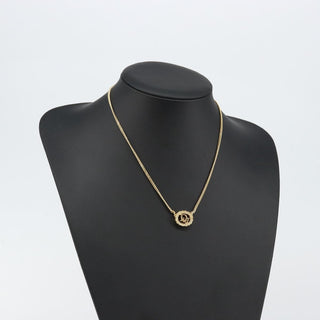 Christian Dior CD Round Pendant Necklace Metal and Crystals
