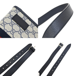 Gucci Ophidia Flap Belt Bag GG Coated Canvas with Leather
