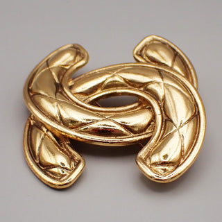 Chanel Vintage Quilted CC Brooch Metal