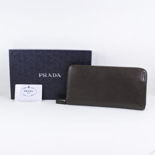 Prada Zip Organizer Wallet Leather