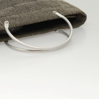 Chanel Vintage Chocolate Bar Metal Ring Tote Quilted Canvas