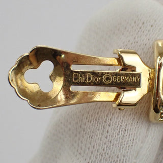 Christian Dior CD Logo Rhinestone Drop Earrings Clip-On Rhinestone,Silver Plated