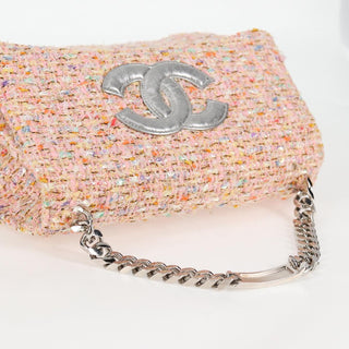 Chanel Vintage CC Chain Top Handle Bag Quilted Tweed