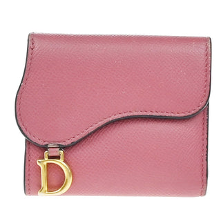 Christian Dior Saddle Trifold Flap Wallet Leather