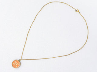 Chanel Vintage CC Round Pendant Necklace Metal
