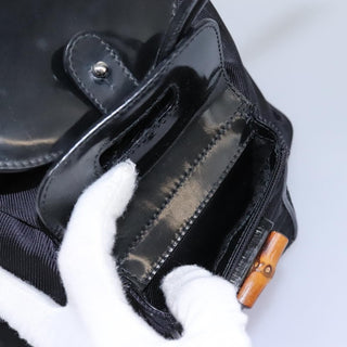 Gucci Vintage Bamboo Backpack Nylon and Patent Leather