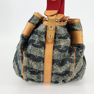 Louis Vuitton Porte Epaule Raye Handbag Striped Monogram Denim