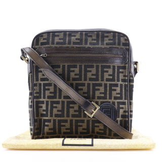 Fendi Zip Around Messenger Bag Zucca Canvas