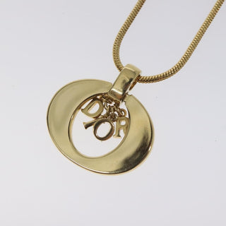 Christian Dior Round Logo Pendant Necklace Metal
