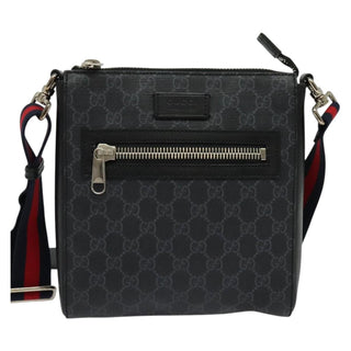 Gucci Web Strap Front Zip Messenger Bag GG Coated Canvas
