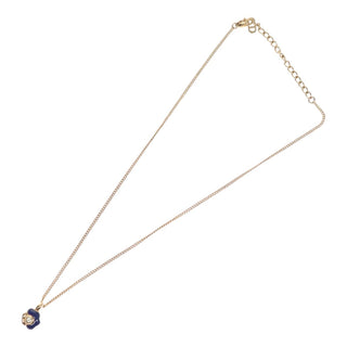 Christian Dior Logo Flower Necklace Metal with Crystals