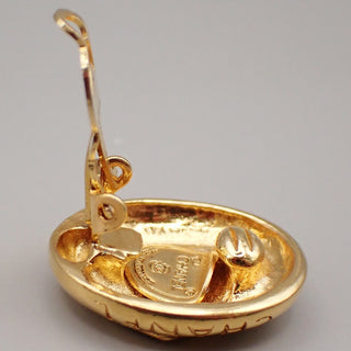 Chanel Mademoiselle Oval Button Earrings Clip-On Gold-plated