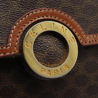 Celine Vintage Macadam Circle Logo Shoulder Bag Canvas and Leather