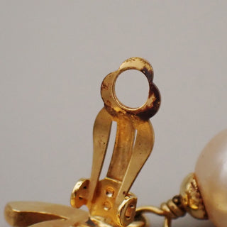 Chanel Vintage CC Drop Clip-On Earrings Metal with Faux Pearl