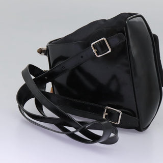 Gucci Vintage Bamboo Backpack Nylon and Patent Leather