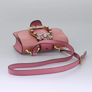 Miu Miu Madras Crystal Buckle Shoulder Bag Leather