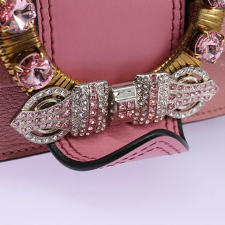Miu Miu Madras Crystal Buckle Shoulder Bag Leather