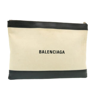 Balenciaga Navy Zip Pouch Canvas and Leather