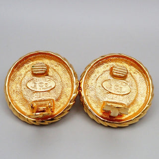 Chanel Vintage Round Clip-On Earrings Metal with Faux Pearl