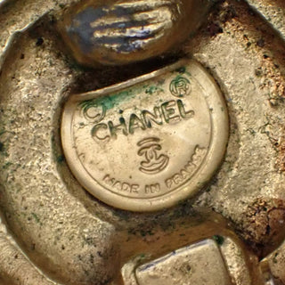 Chanel Vintage CC Round Button Clip-On Earrings Metal