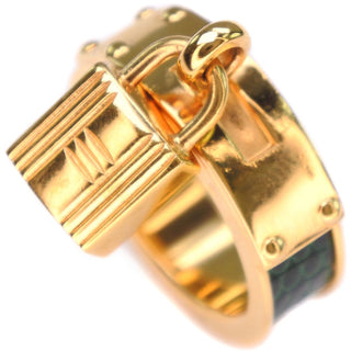 Hermes Kelly Gavroche Ring Gold plated and Leather