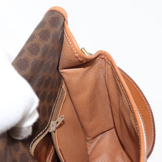 Celine Vintage Macadam Circle Logo Shoulder Bag Canvas and Leather