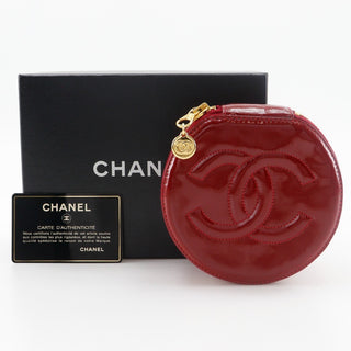 Chanel Vintage Timeless Round Jewelry Case Patent Leather