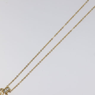 Christian Dior Logo Heart Pendant Necklace Metal with Crystal