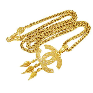 Chanel Vintage CC Fringe Pendant Necklace Metal