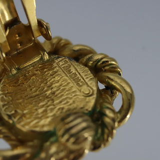 Chanel Vintage Round Clip-On Earrings Metal with Faux Pearl