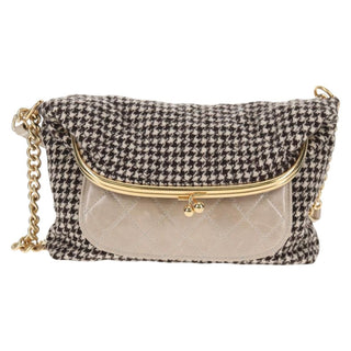 Chanel Tabatiere Kisslock Fold Over Bag Tweed with Quilted Calfskin