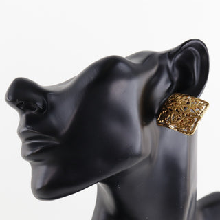 Chanel Vintage CC Square Clip-On Earrings Metal