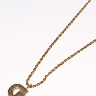 Christian Dior CD Pendant Necklace Metal and Crystals