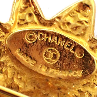 Chanel Vintage Sunburst Lion Head Brooch Metal