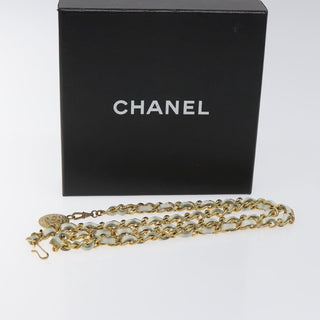 Chanel Vintage Logo Chain Belt Metal and Leather