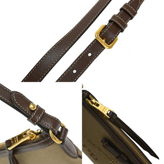 Prada Logo Double Zip Crossbody Bag Canvas