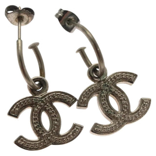 Chanel CC Logo Hoop Earrings Metal