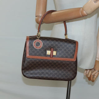 Celine Vintage Convertible Top Handle Bag Macadam Coated Canvas